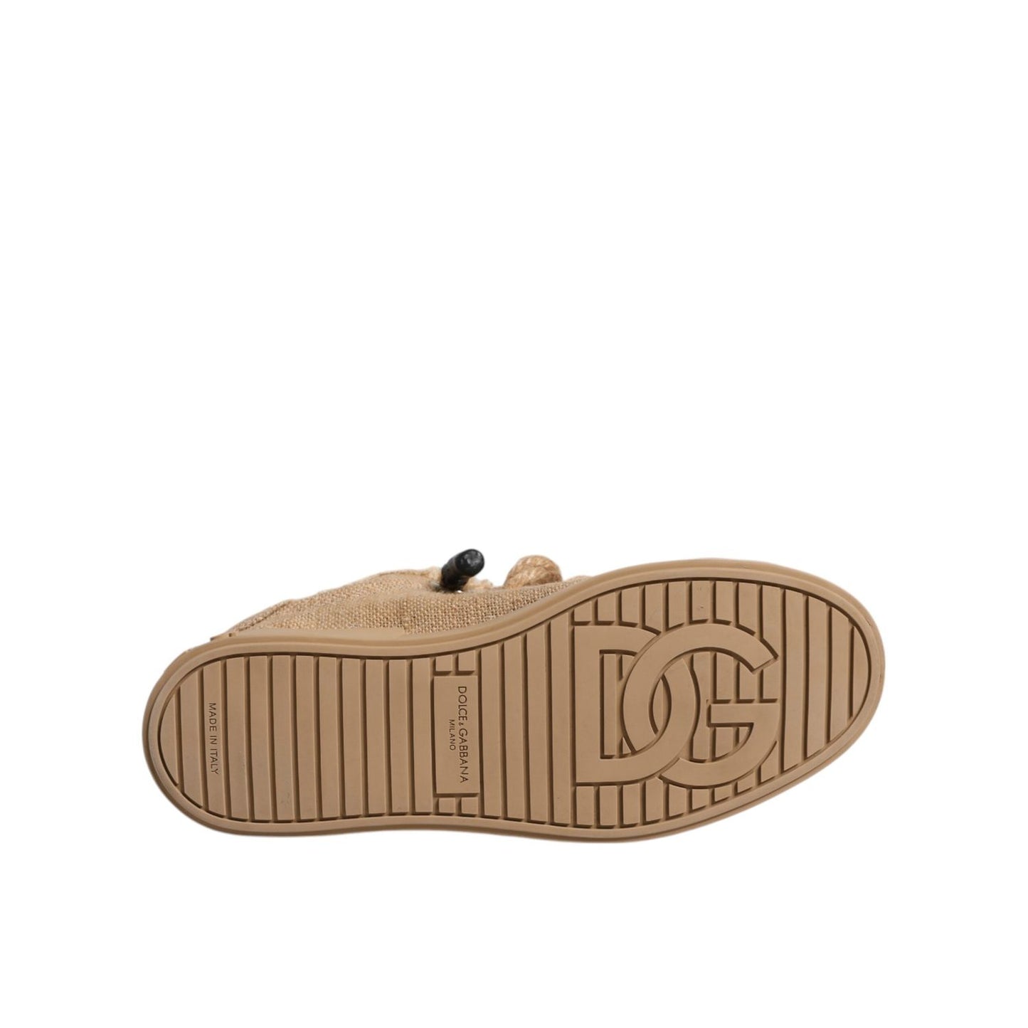 Dolce & Gabbana Brown Jute Fabric Low Top Men Sneakers Shoes
