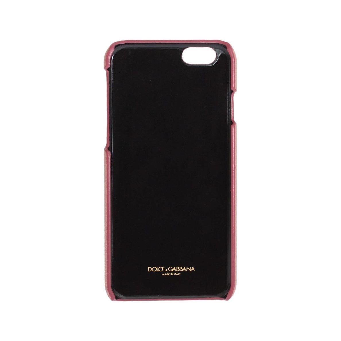 Dolce & Gabbana Pink Leather Heart Crystal Phone Case