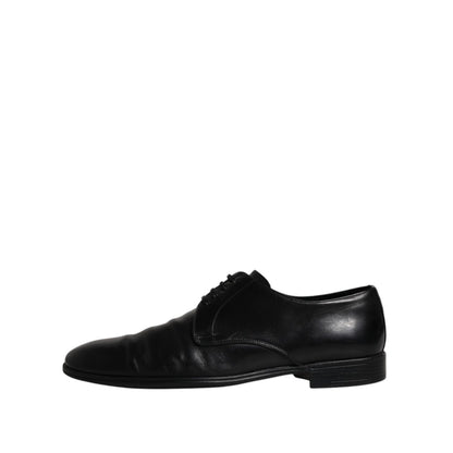 Dolce & Gabbana Black Leather Lace Up Men Derby Formal Shoes