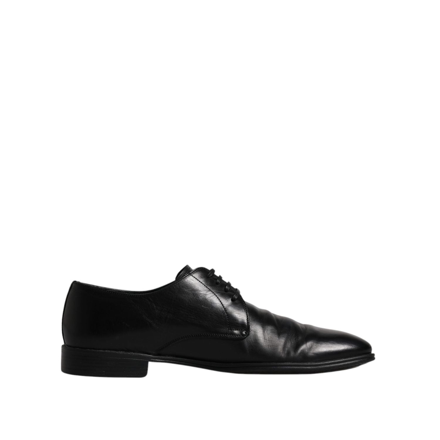 Dolce & Gabbana Black Leather Lace Up Men Derby Formal Shoes