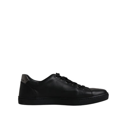 Dolce & Gabbana Black Leather London Heart Men Sneakers Shoes