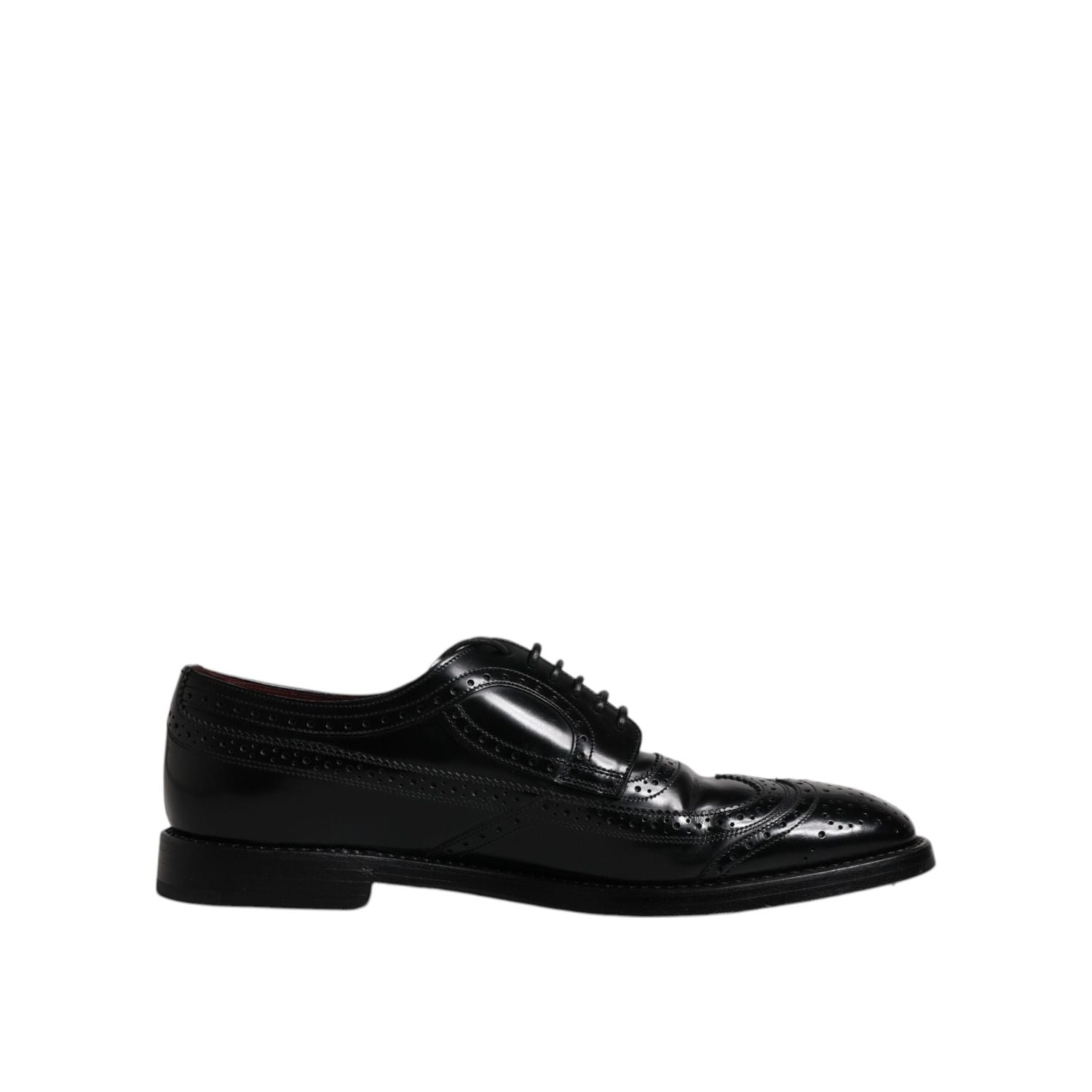 Dolce & Gabbana Black Leather Derby Wingtip Formal Shoes