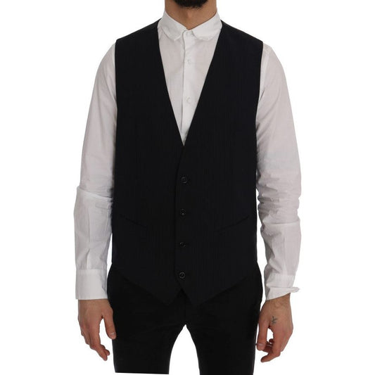 Sleek Striped Wool Blend Waistcoat Vest