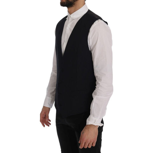 Sleek Striped Wool Blend Waistcoat Vest