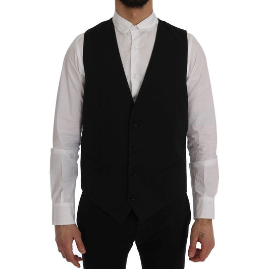 Sleek Black Single-Breasted Waistcoat