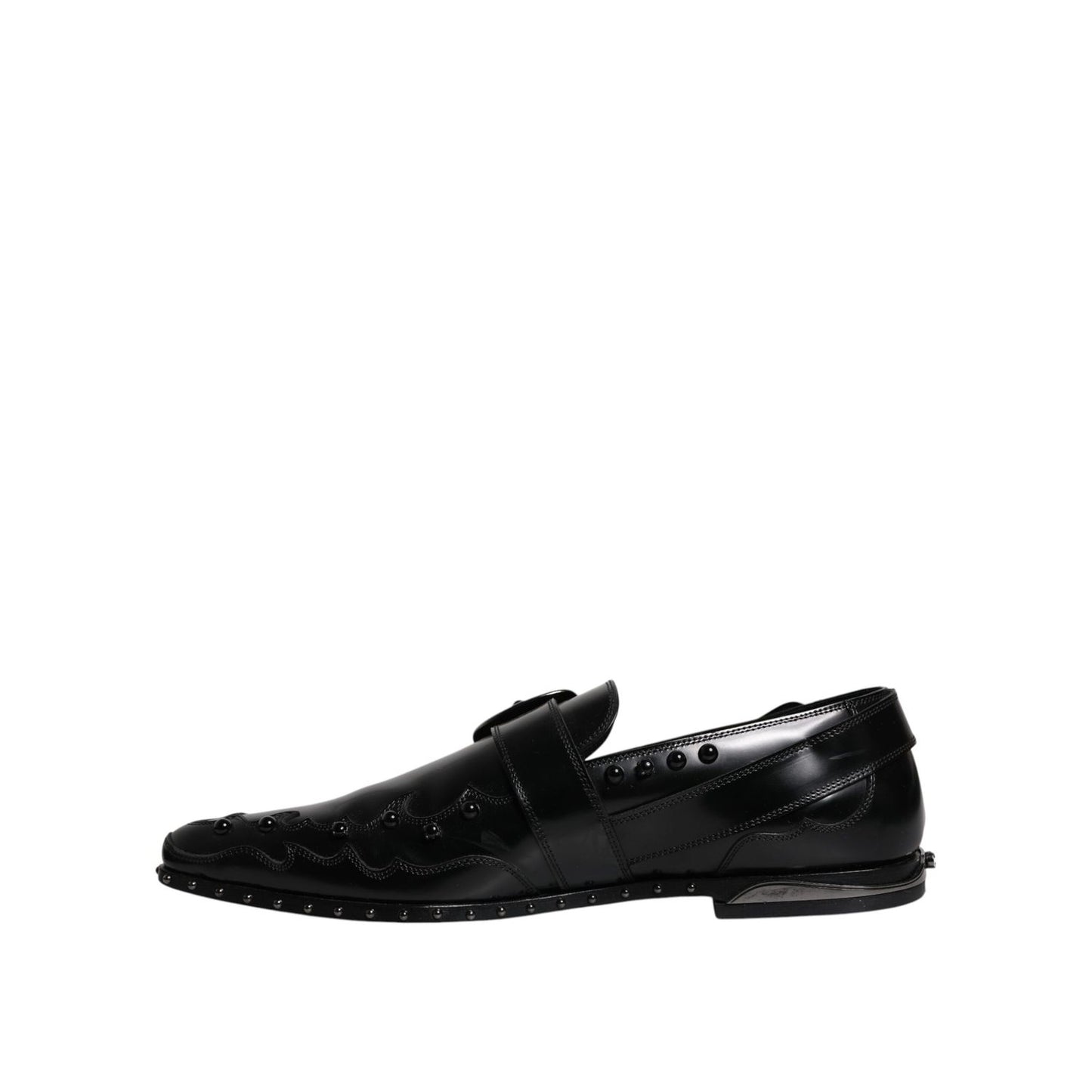 Dolce & Gabbana Black Embellished Derby Monk Strap Shoes