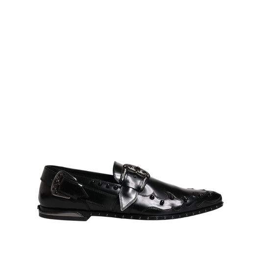 Dolce & Gabbana Black Embellished Derby Monk Strap Shoes Dolce & Gabbana