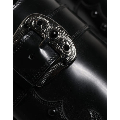 Dolce & Gabbana Black Embellished Derby Monk Strap Shoes