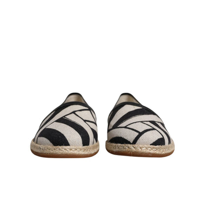 Dolce & Gabbana Black White Stripes Slip On Espadrille Shoes Dolce & Gabbana