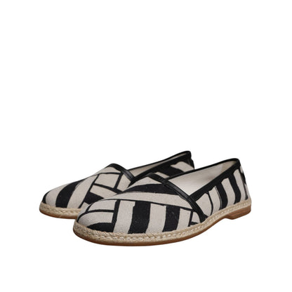 Dolce & Gabbana Black White Stripes Slip On Espadrille Shoes Dolce & Gabbana