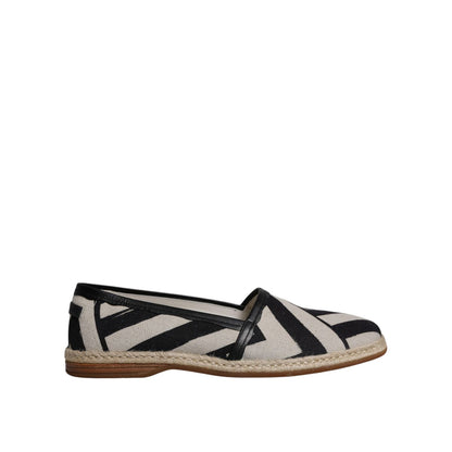 Dolce & Gabbana Black White Stripes Slip On Espadrille Shoes Dolce & Gabbana