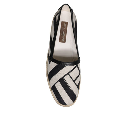 Dolce & Gabbana Black White Stripes Slip On Espadrille Shoes Dolce & Gabbana