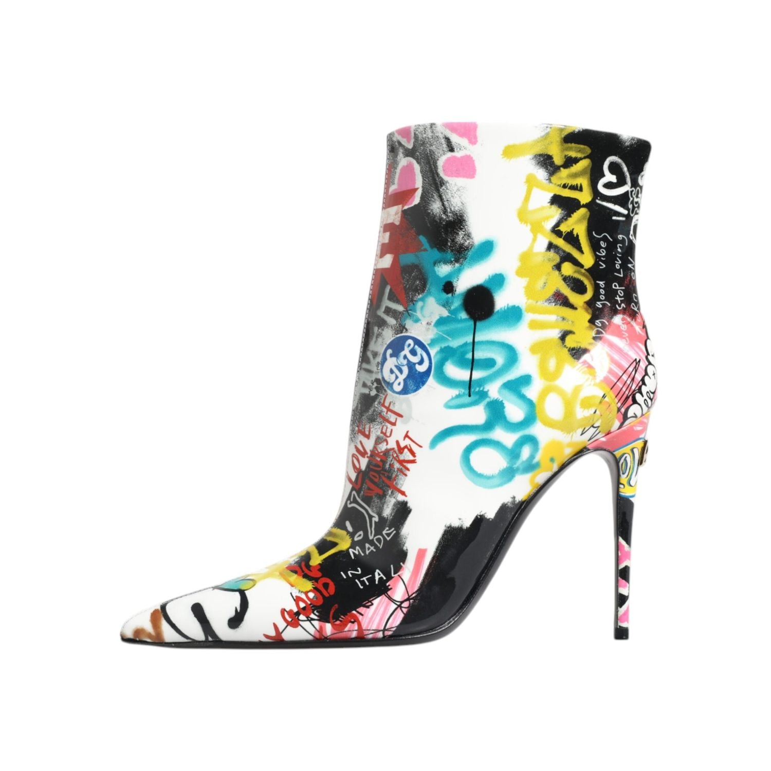 Dolce & Gabbana Multicolor Graffiti Keira Mid Calf Boots Shoes