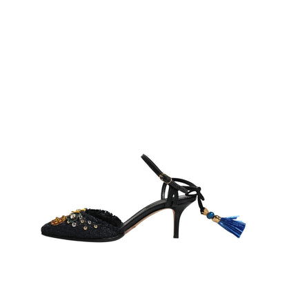 Dolce & Gabbana Black Pineapple Bellucci Heels Sandals Shoes