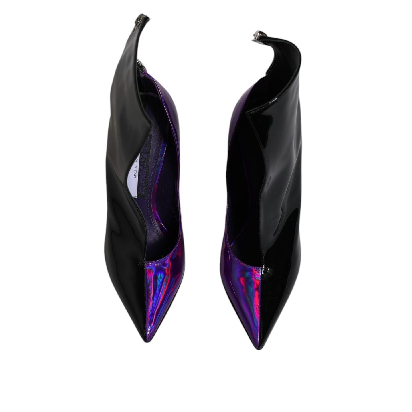 Dolce & Gabbana Purple Black Pointed Ankle Boots Shoes