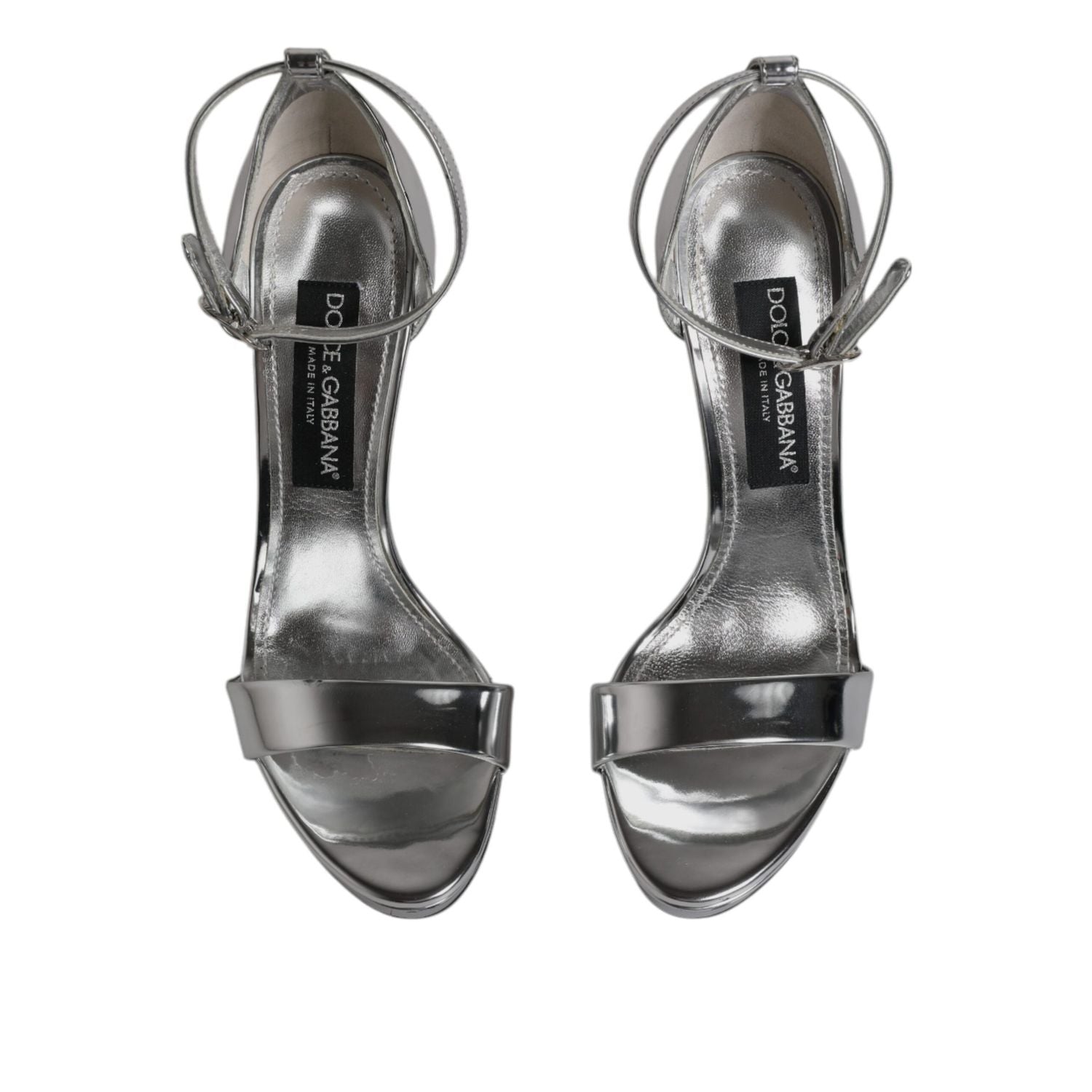 Dolce & Gabbana Silver KEIRA Heels Ankle Strap Sandals Shoes