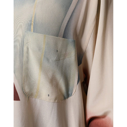 Etro Beige Printed Collared Buttoned Long Sleeves Blouse Top