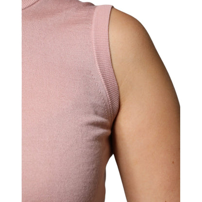 Dolce & Gabbana Pink Cashmere Knitted Sleeveless Tank Top