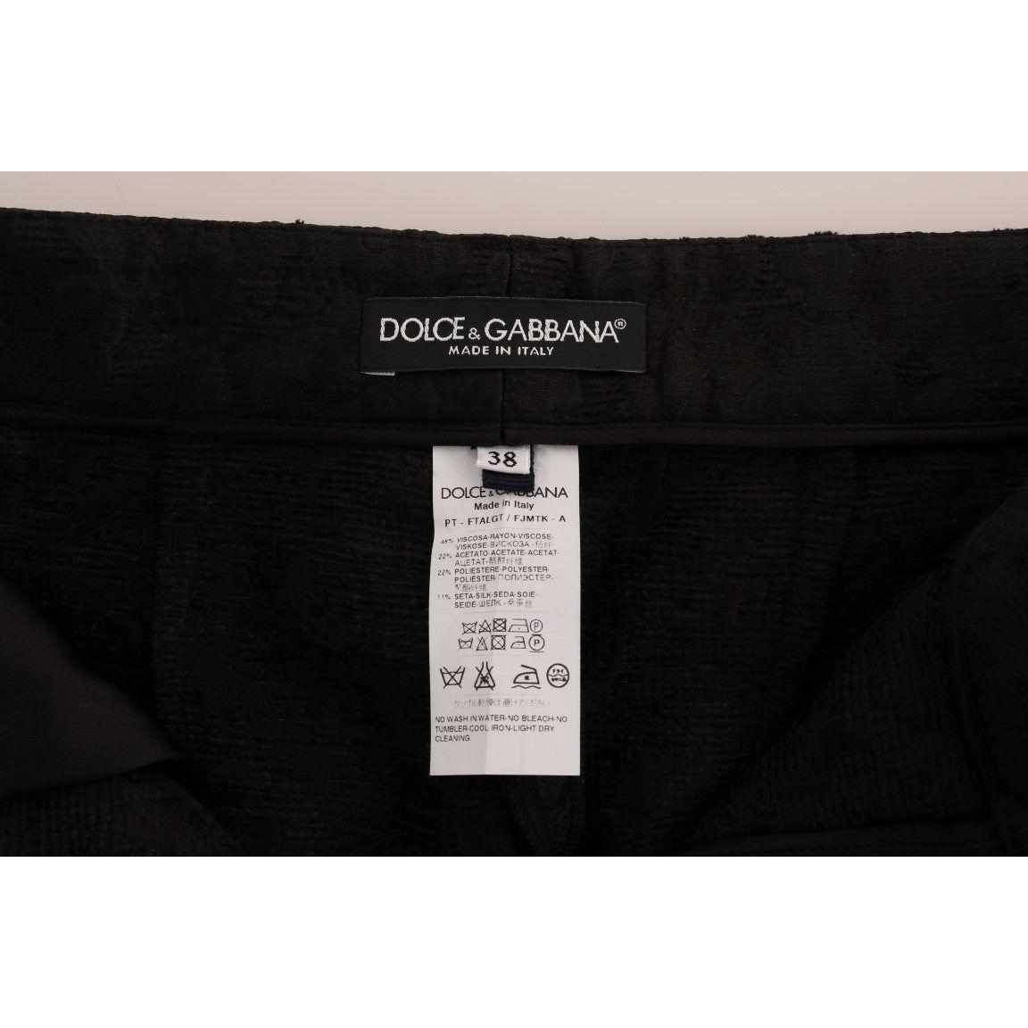 Dolce & Gabbana Black Floral Brocade Capri Pants