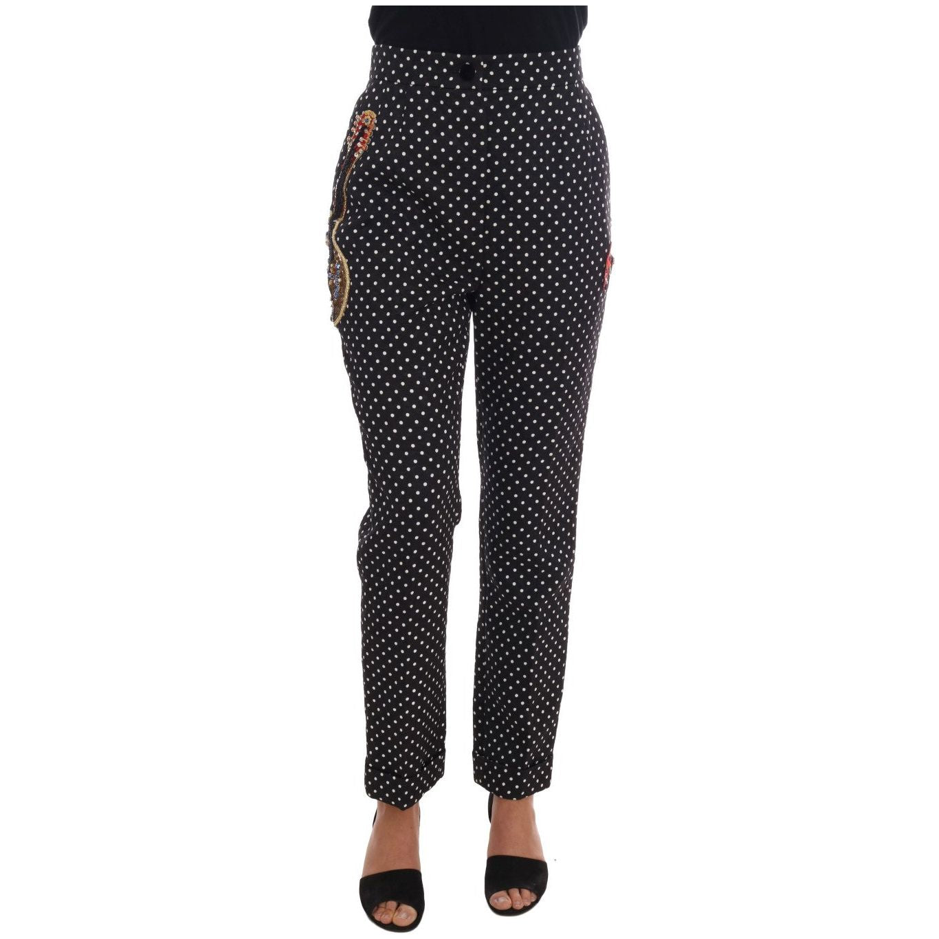 Elegant Polka Dot Embellished Trousers