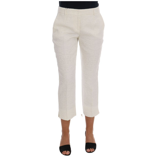 Elegant White Capri Pants - Cotton & Silk Blend