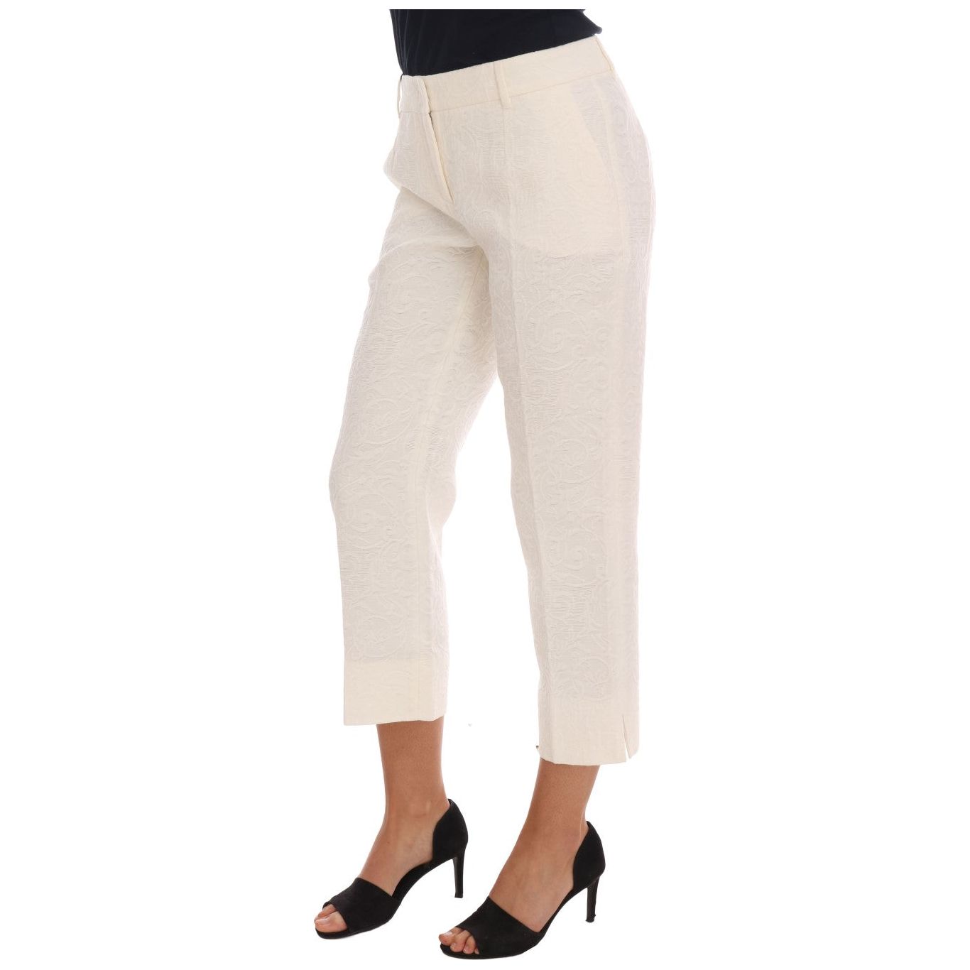 Elegant White Capri Pants - Cotton & Silk Blend