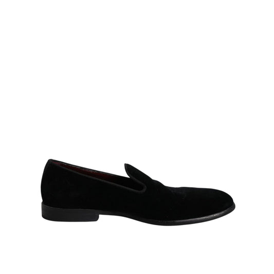 Dolce & Gabbana Black Velvet Loafers Formal Men Dress Shoes Dolce & Gabbana