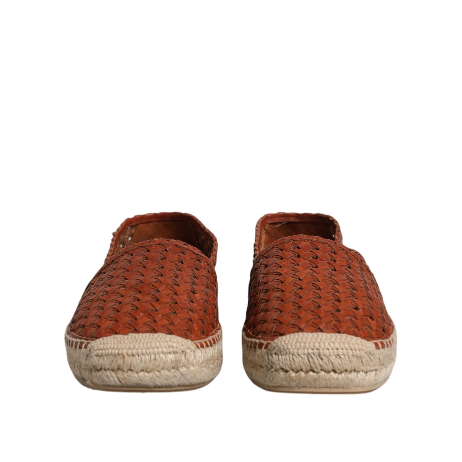 Dolce & Gabbana Maroon Woven Leather Men Espadrille Shoes