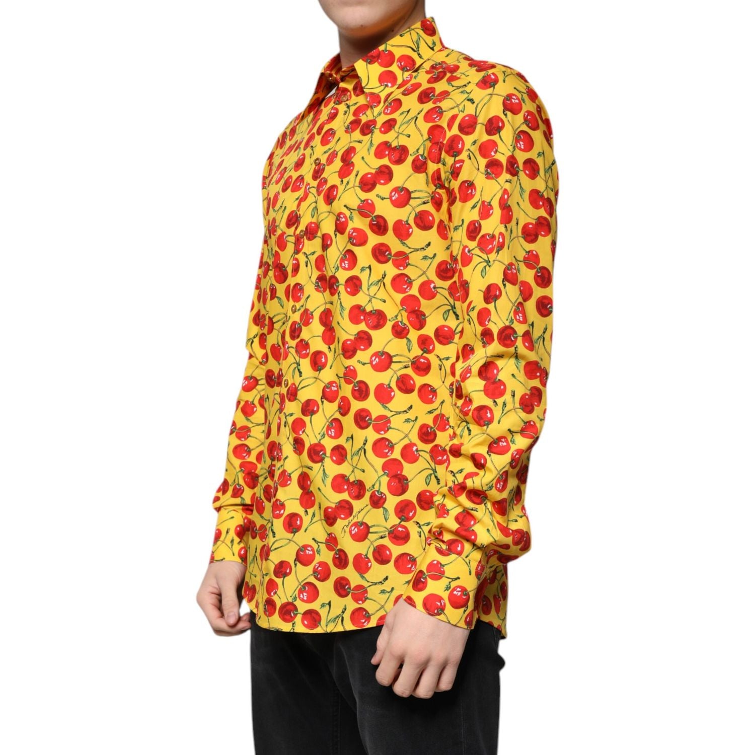 Dolce & Gabbana Yellow Cherry Cotton MARTINI Dress Shirt
