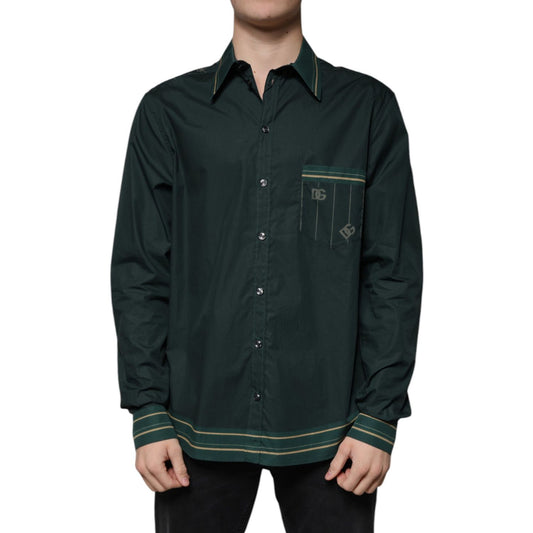 Dolce & Gabbana Green Logo Long Sleeve MARTINI Casual Shirt