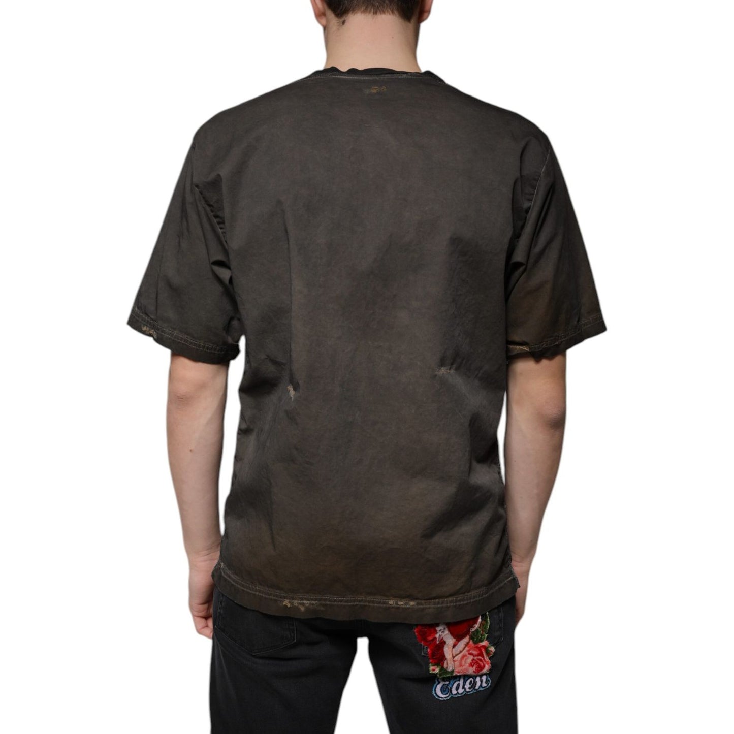 Dolce & Gabbana Brown Graphic Print Cotton Round Neck T-shirt