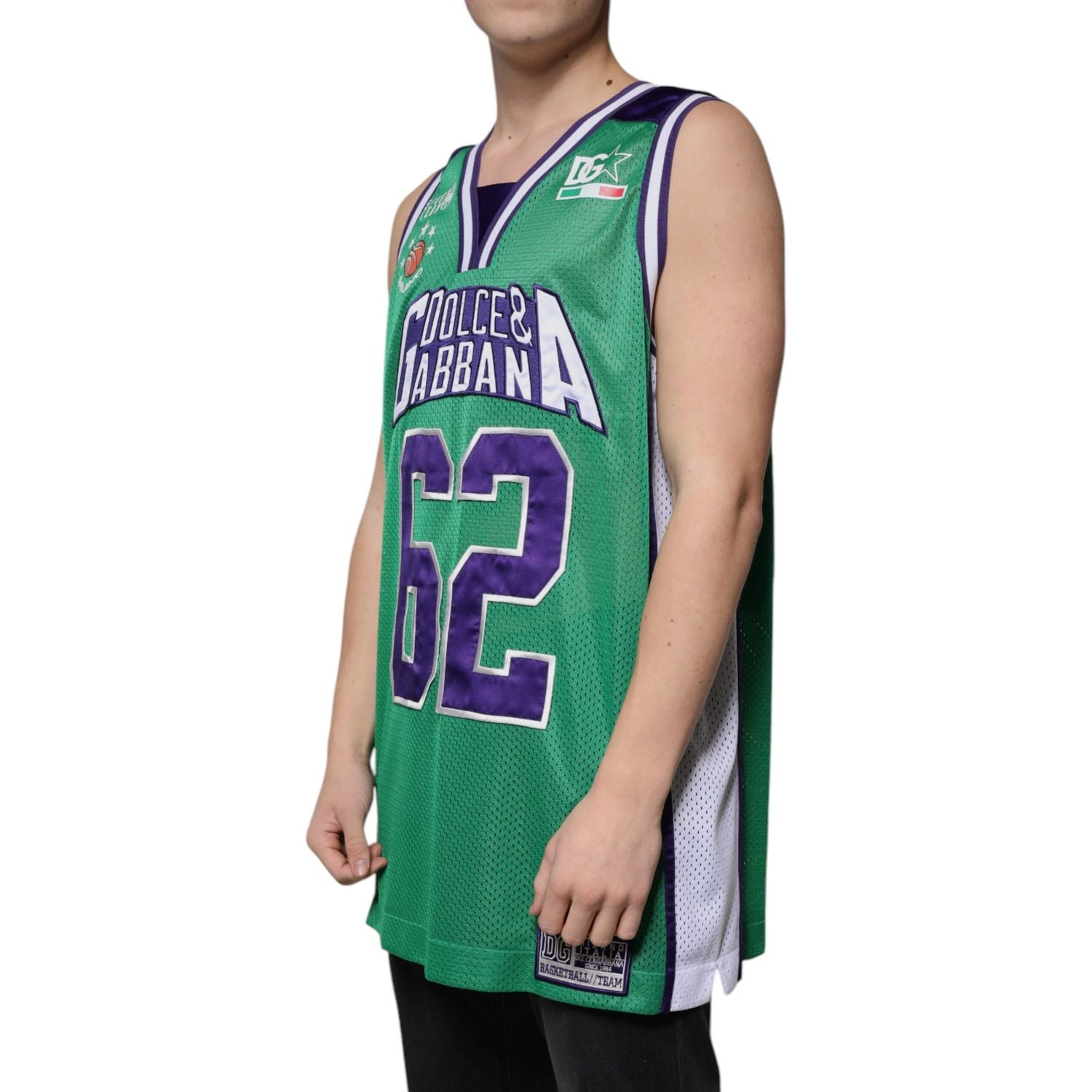 Dolce & Gabbana Green Polyester Jersey Sleeveless T-shirt