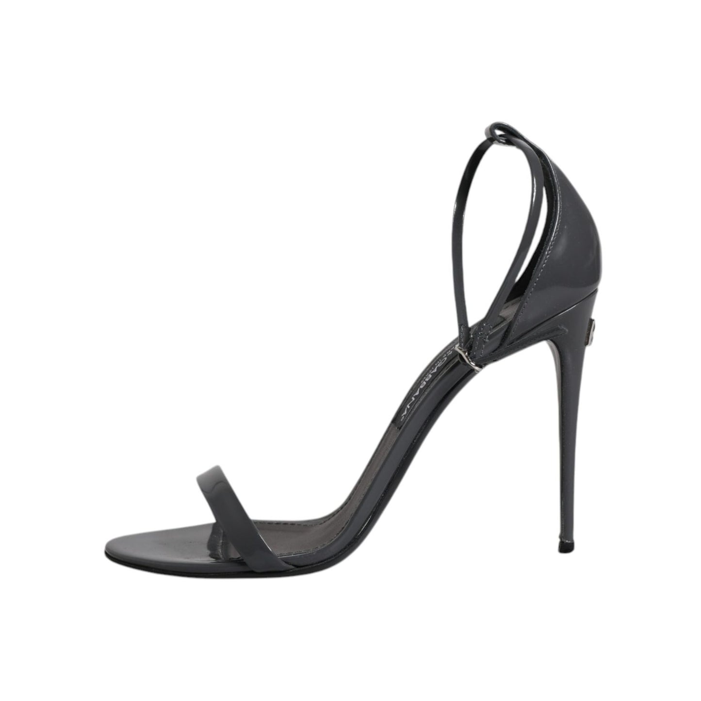 Dolce & Gabbana Grey Leather Ankle Strap Heel Sandals Shoes