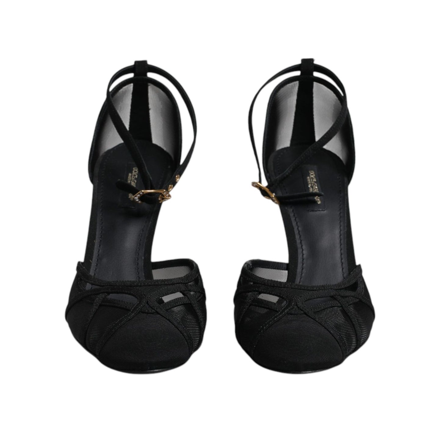 Dolce & Gabbana Black Mesh Ankle Strap Heels Pumps Shoes