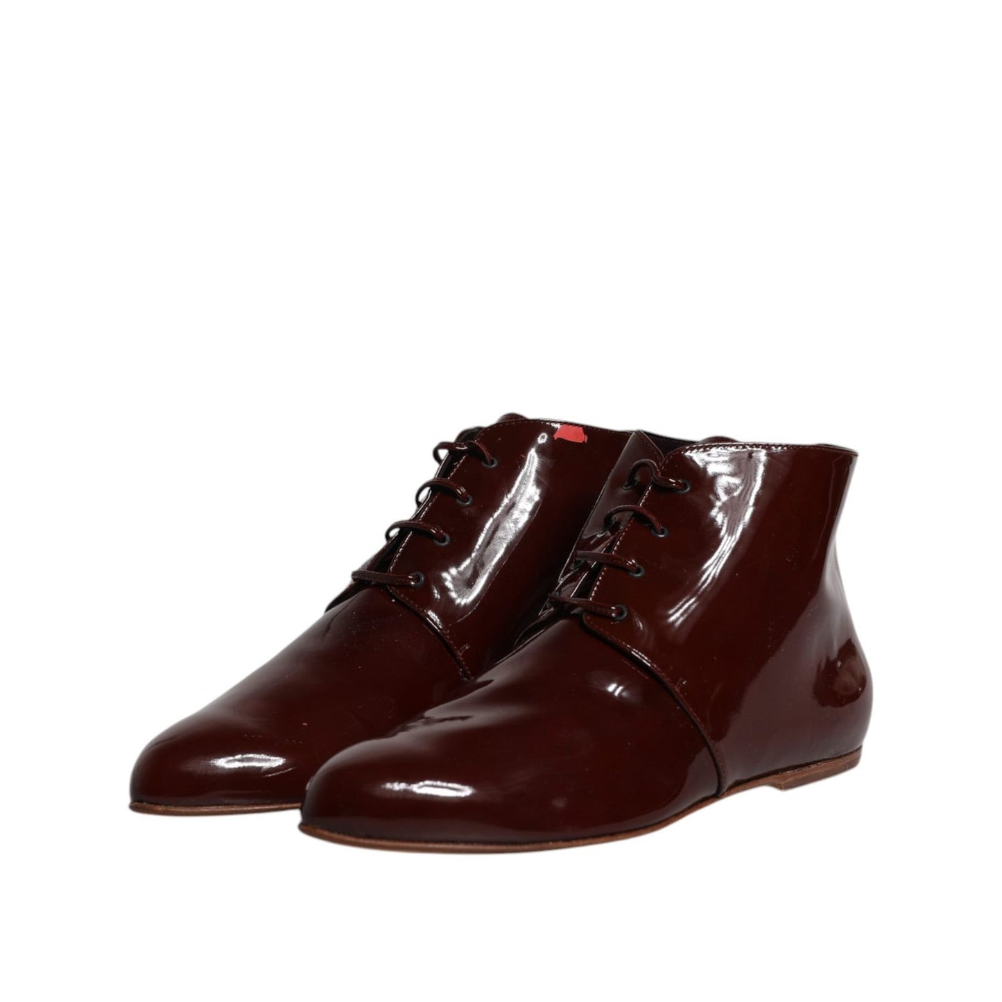 Dolce & Gabbana Maroon Leather Lace Up Ankle Boots Shoes
