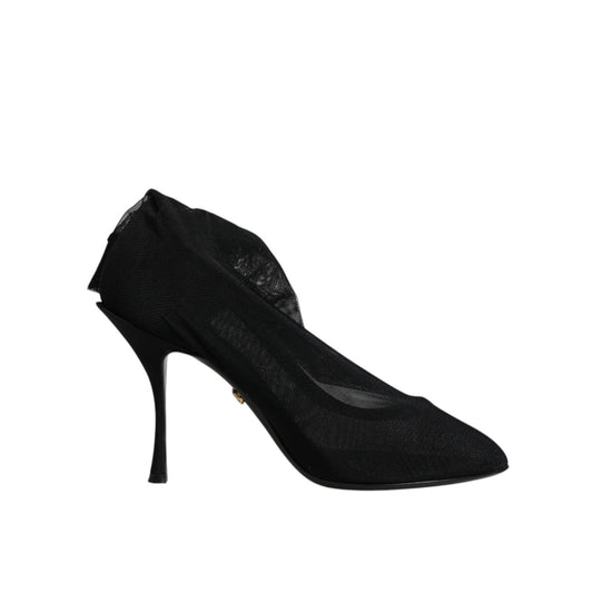 Dolce & Gabbana Black Silk Mesh Sock Style Boots Shoes Dolce & Gabbana