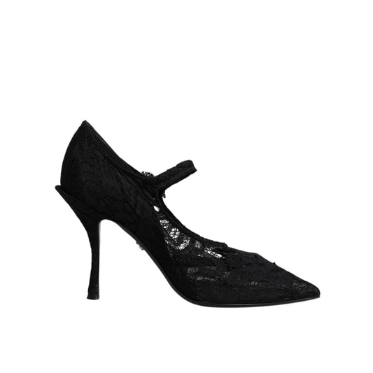 Dolce & Gabbana Black Lace Crystals Mary Jane Pumps Shoes Dolce & Gabbana