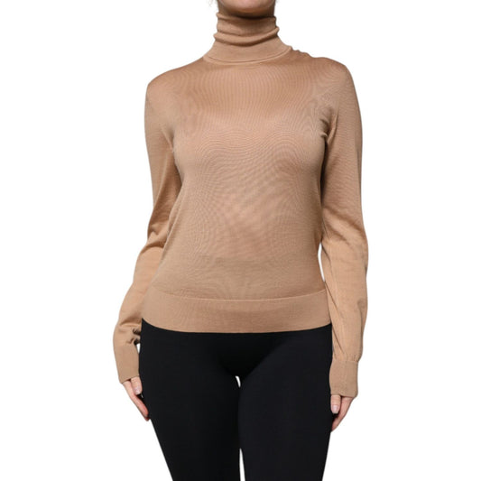 Dolce & Gabbana Brown Turtleneck Long Sleeve Pullover Sweater Dolce & Gabbana