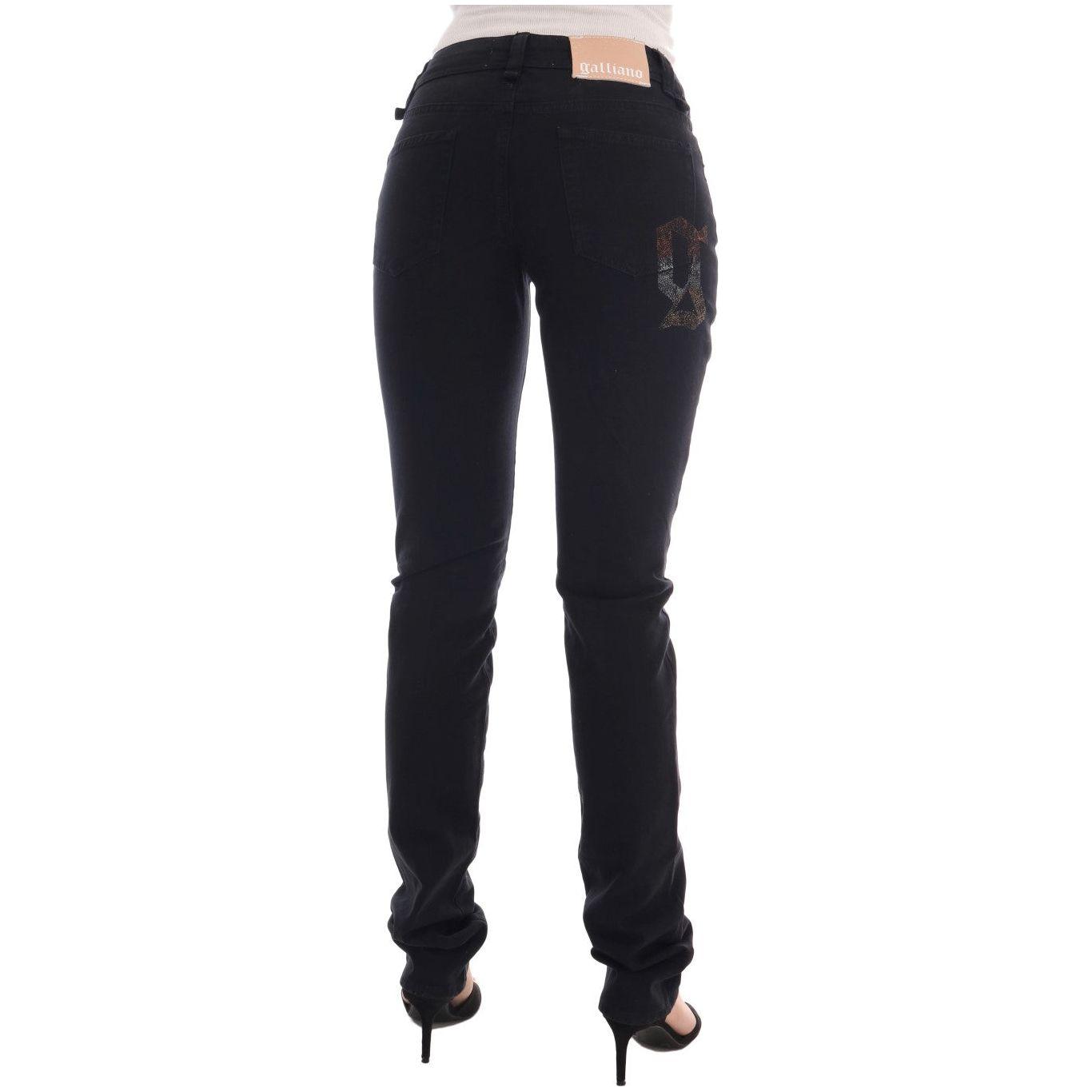 John Galliano Black Cotton Denim Stretch Regular Fit Jeans Jeans & Pants
