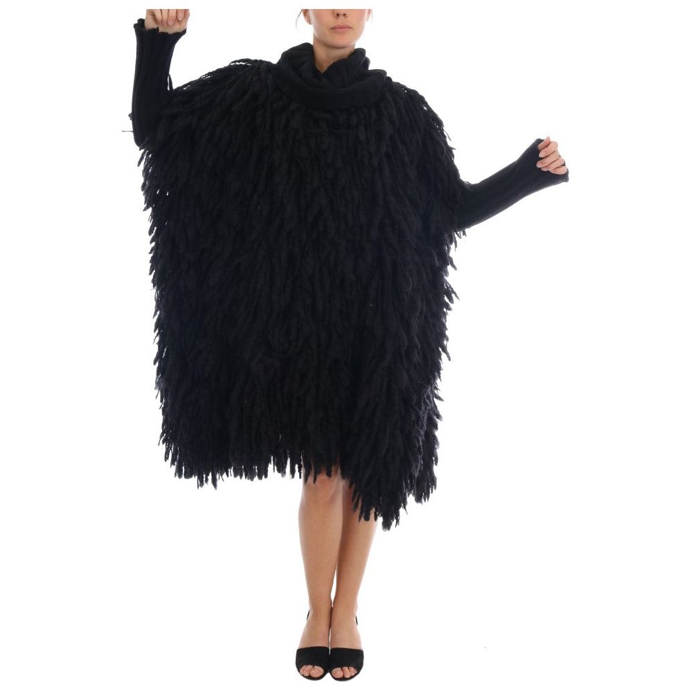 Dolce & GabbanaElegant Black Fringed Wool-Cashmere SweaterMcRichard Designer Brands£1449.00