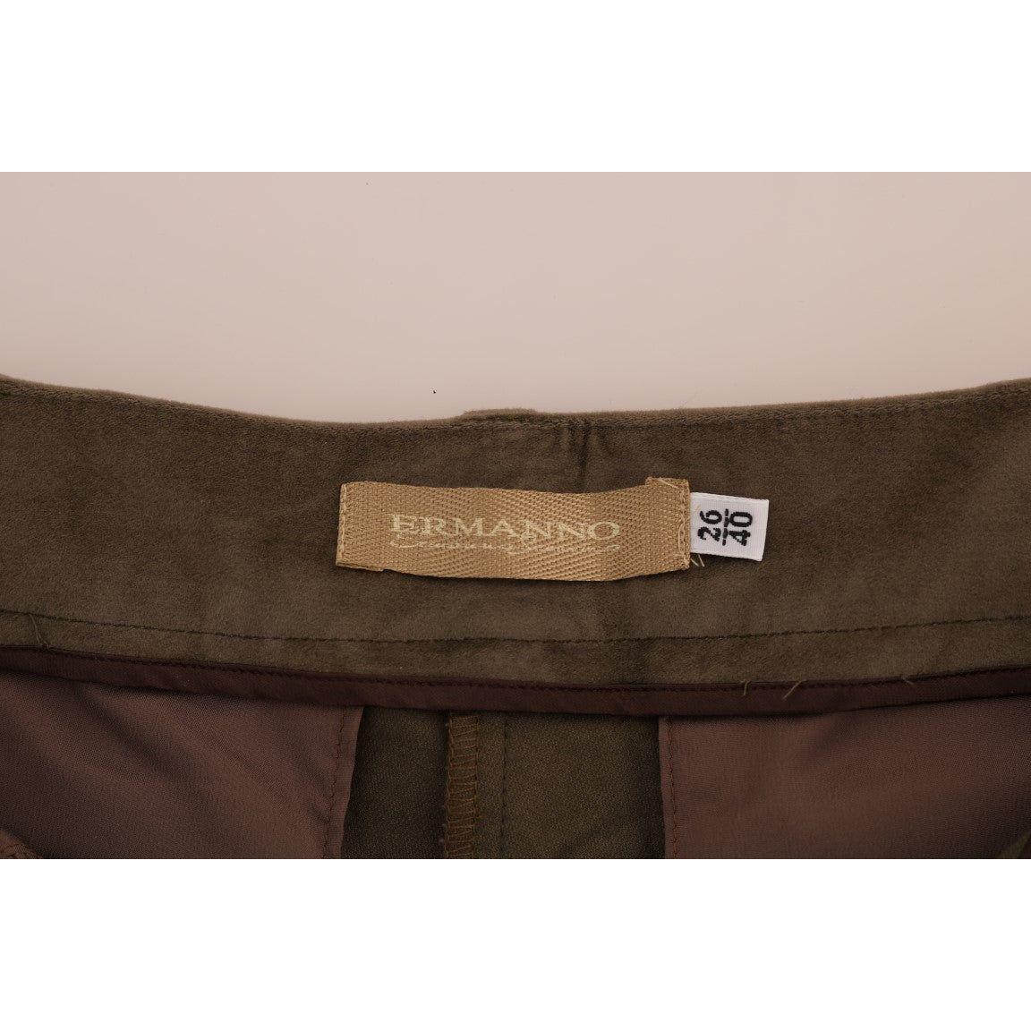 Ermanno Scervino Brown Velvet Bermuda Shorts
