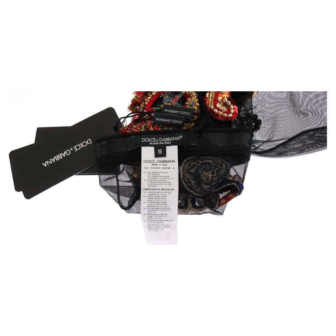 Dolce & Gabbana Black Stretch Carretto Crystal Socks