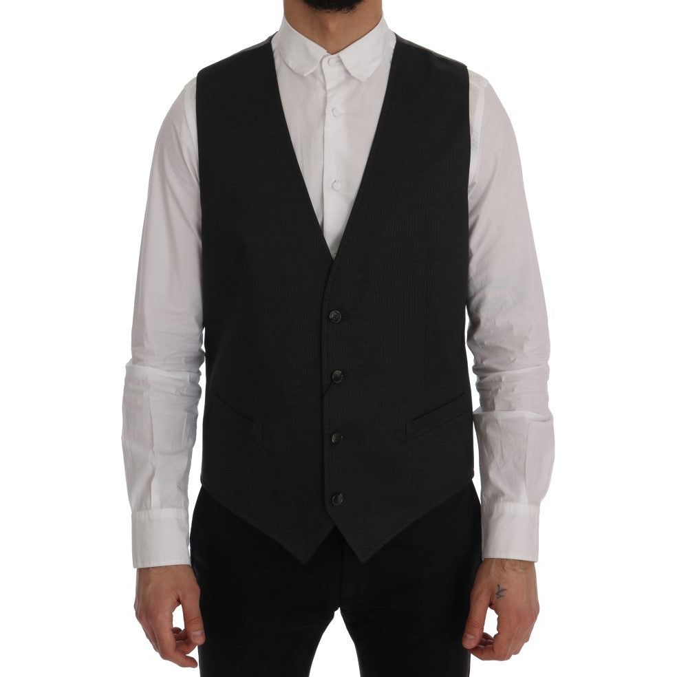 Dolce & Gabbana | Elegant Gray Waistcoat Vest| McRichard Designer Brands   