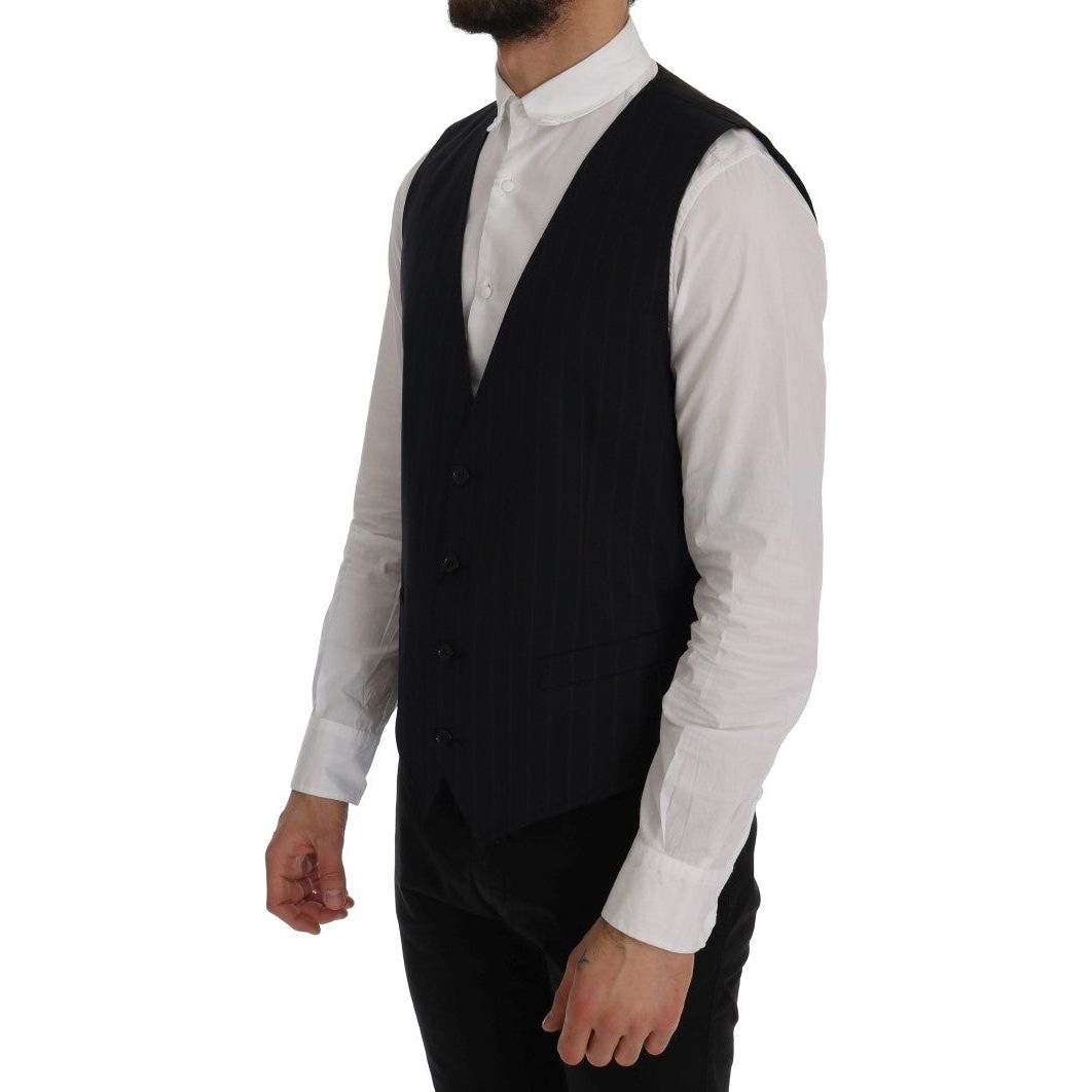 Elegant Striped Wool Blend Vest Waistcoat