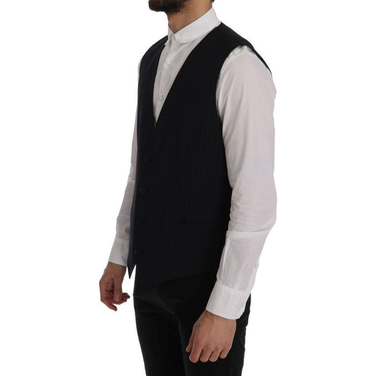 Elegant Blue Striped Waistcoat Vest