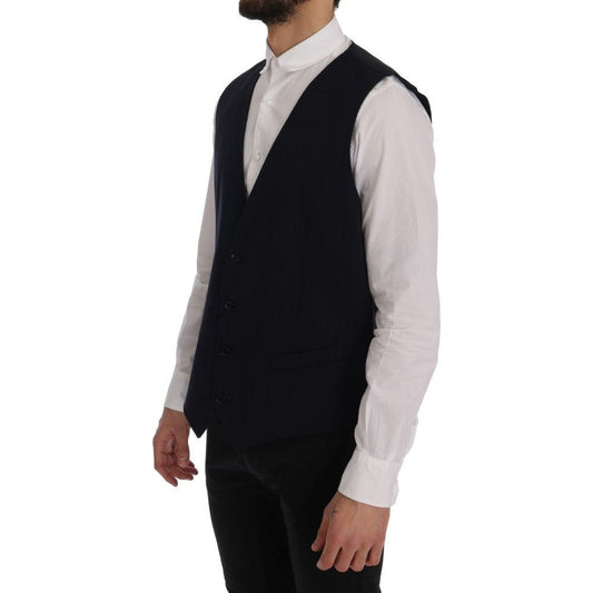 Elegant Striped Wool Blend Waistcoat Vest