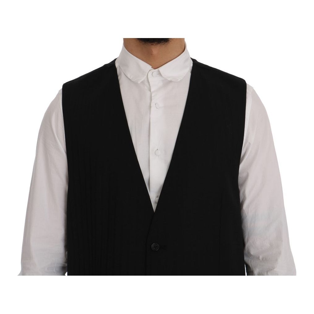 Elegant Striped Wool Blend Waistcoat Vest