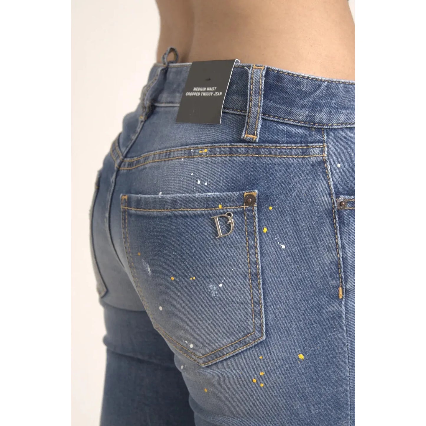Dsquared² Blue Mid Waist Cropped Twiggy Denim Jeans blue-mid-waist-cropped-twiggy-denim-jeans