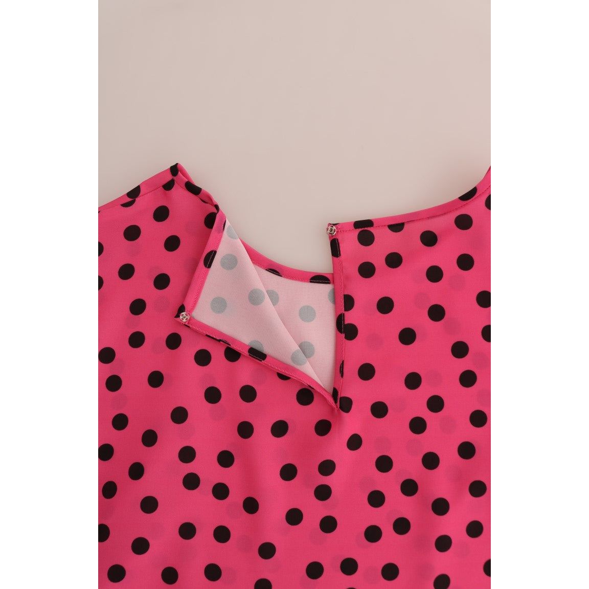 Chic Pink Polka Dotted Silk Blouse