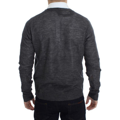 Costume National Gray Wool Button Cardigan Sweater